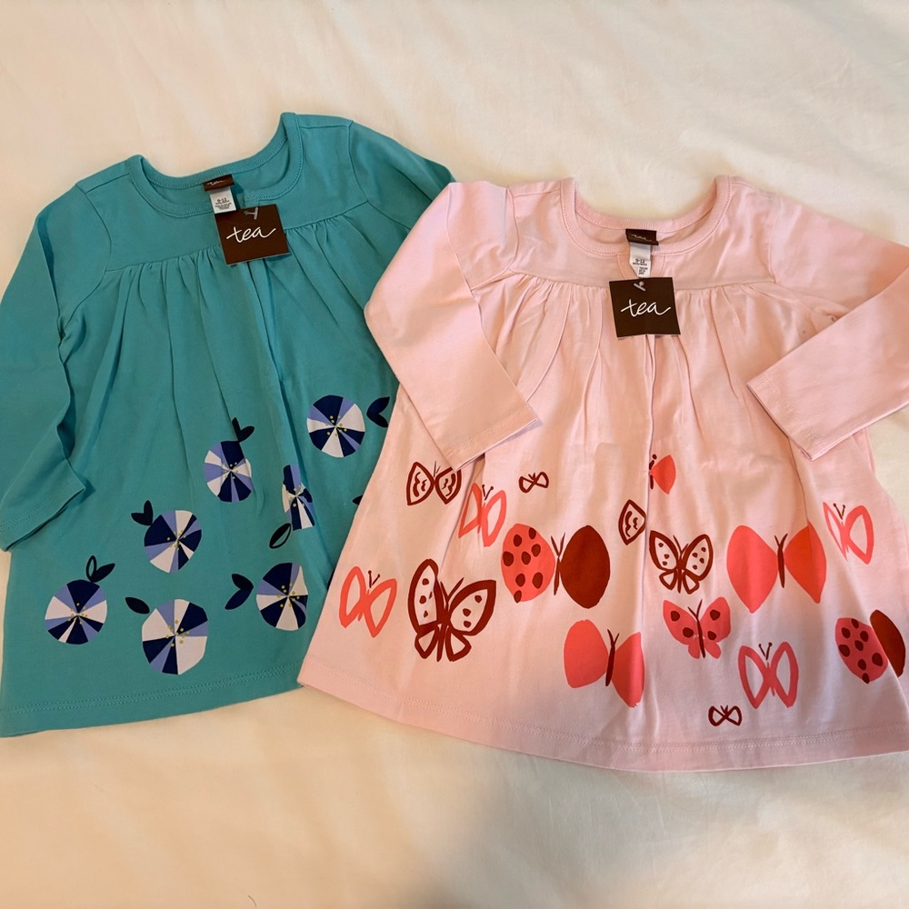 Tea Collection Girls' Turquoise and Light Pink Butterfly & Floral Dresses